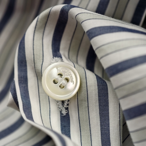 Salvatore Ferragamo Italy Luxury Striped Dress Shirt Blue & White Classic - Picture 5 of 13